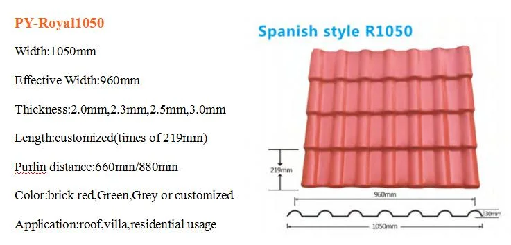 4 Layers Corrugated Synthetic Resin ASA PVC Spanish Plastic Roof Tiles Panels