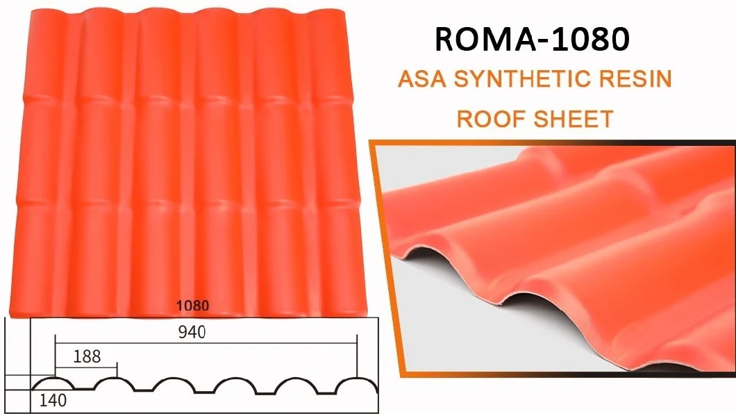 Anti Corrosion Roma Style ASA Synthetic Resin Roof Sheet Widely Using PVC Roof Tile UPVC Plastic Corrugated Roofing Panel for Residential House