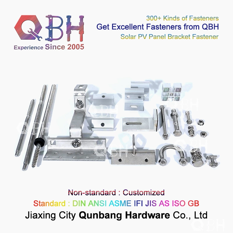 Qbh Customized Clean Energy Stainless Steel/Aluminum Alloy Extrusion PV Photovoltaic Power Energy System Bracket Rack Stand Solar Panel Middle Clamp